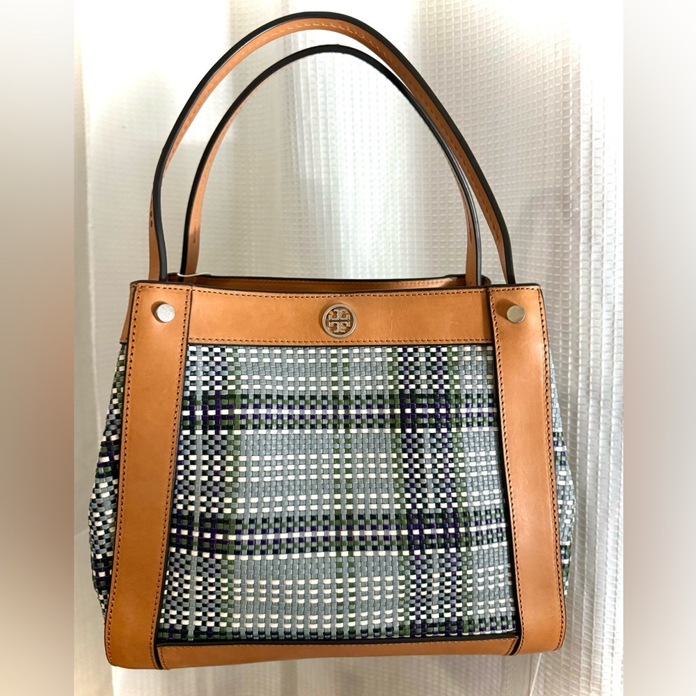 NWT Tory Burch RARE Multicolor Woven Leather Tote Shoulder Bag $695 MSRP